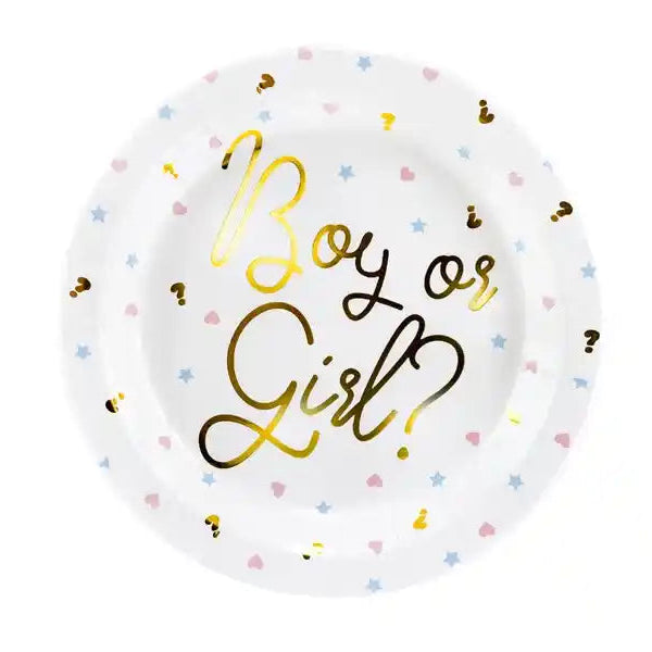 Boy or Girl Gender Reveal Paper Plates - 6pk