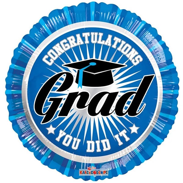 18" Congratulations Grad Blue Foil Balloon