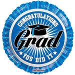 18" Congratulations Grad Blue Foil Balloon
