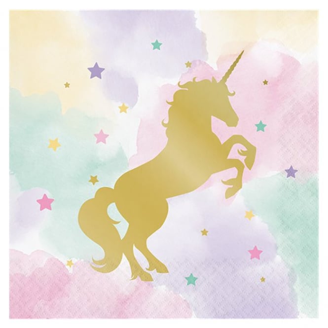 Unicorn Sparkle Goil Foil Embossed Party Lunch Napkins - 16pk