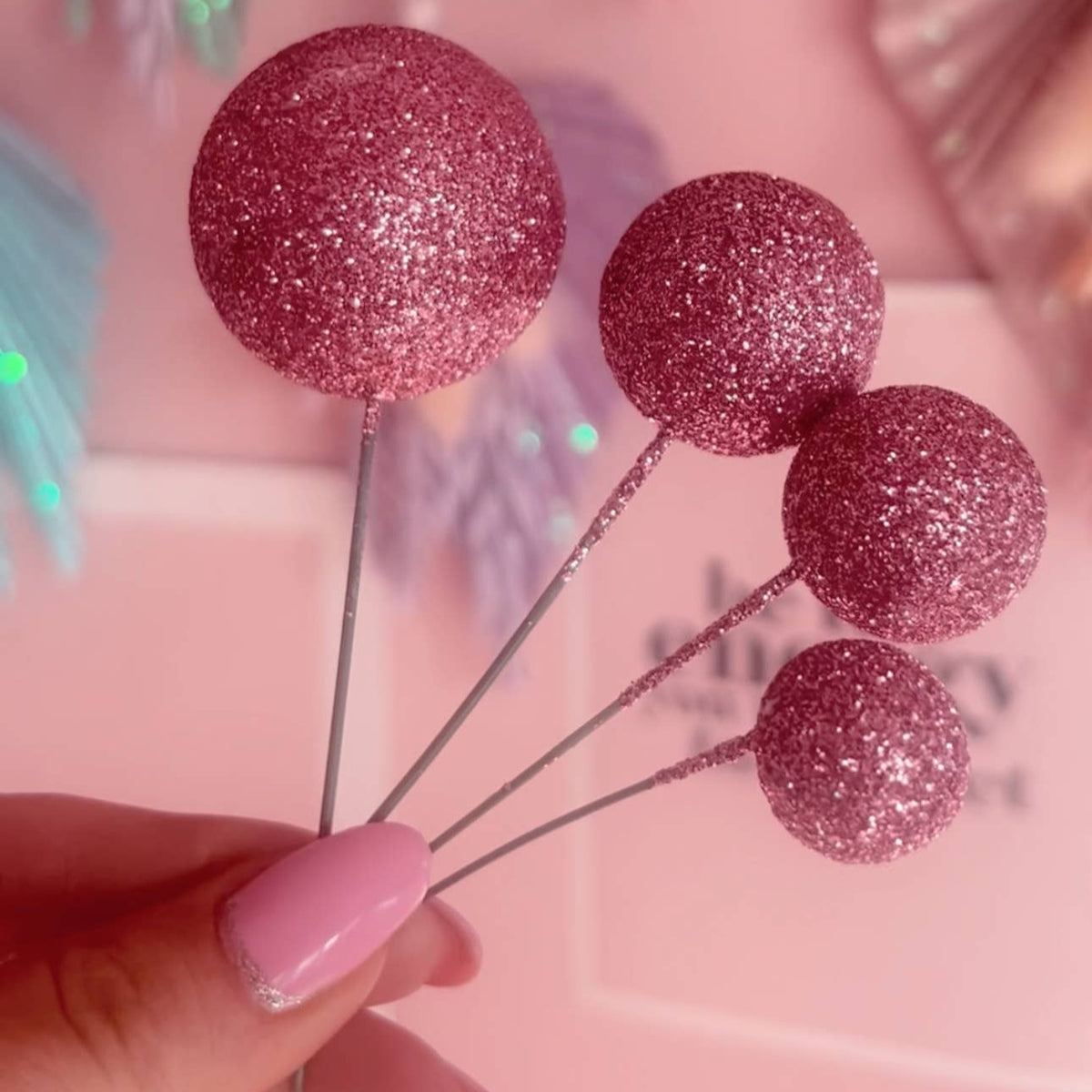 Cake Spheres | Cake Balls | Glitter Cake Topper Spheres