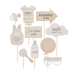 Neutral Baby Shower Photo Props - Pack of 10