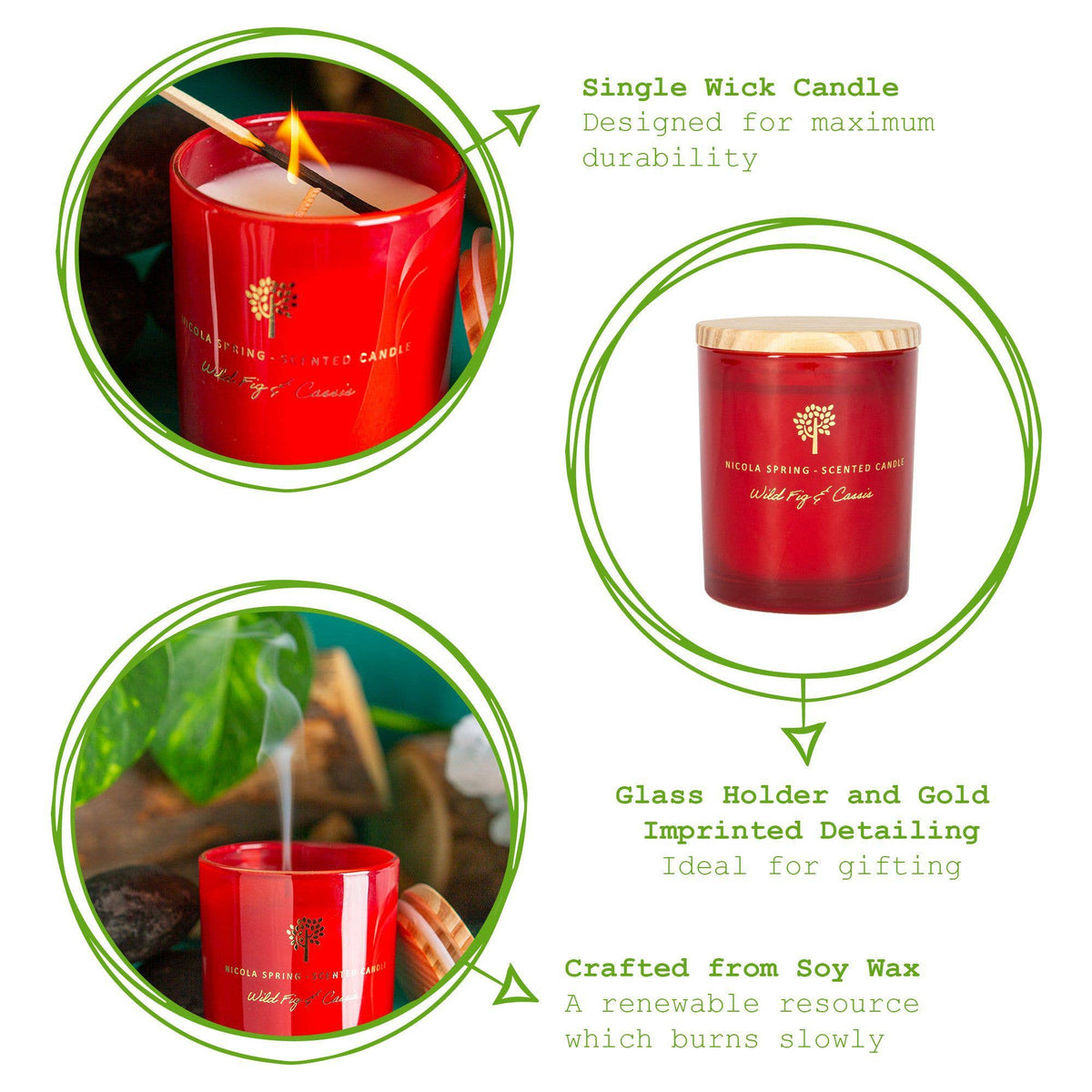 130g Wild Fig & Cassis Soy Wax Scented Candle Nicola Spring