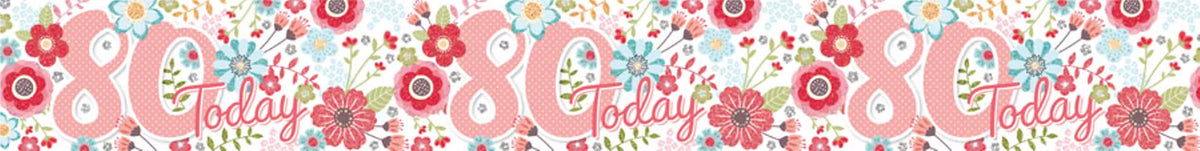 Floral Holographic 80th Birthday Banner - 2.6m