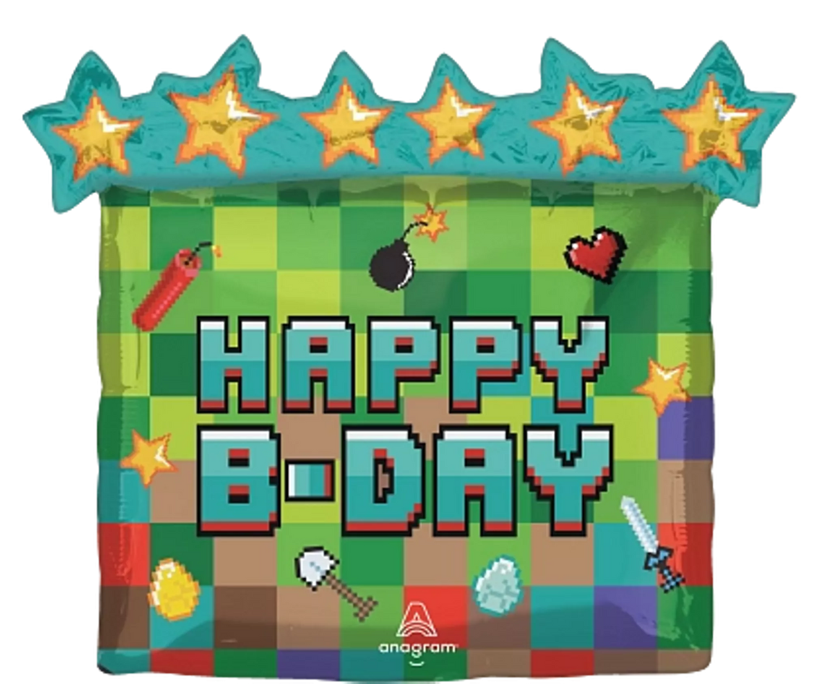 Anagram Large Foil Balloon Pixel Party - 25"