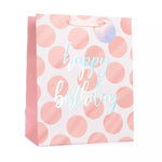 Pink Spot and Silver Holographic Happy Birthday Gift Bag Large - Each