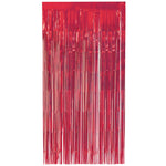 Fringe Foil Door Curtain Ruby Red 1x2M