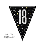 Black Glitz Age 18 Prismatic Foil Flag Banner 9ft