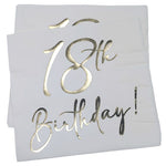 18th Birthday White & Gold Napkins