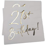 21st Birthday White & Gold Napkins