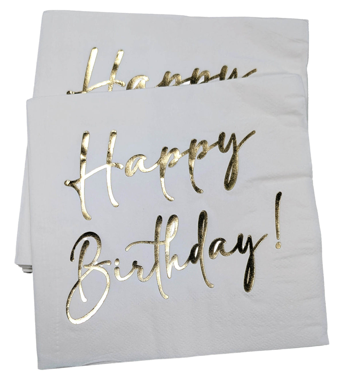 Happy Birthday White & Gold Napkins