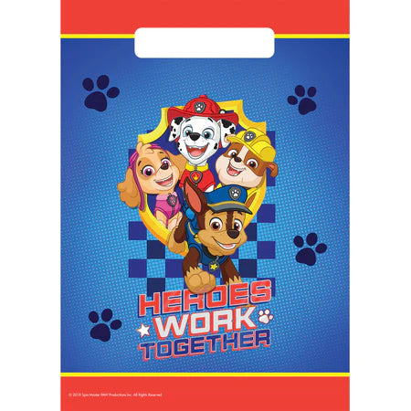 Chase & Marshall Paw Patrol Themed Loot Bags - 8pk