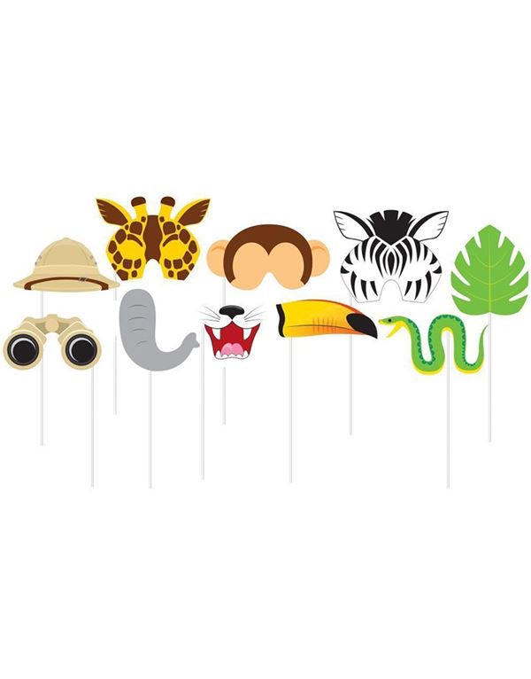 Jungle Safari Animal Photo Booth Props - 10pk