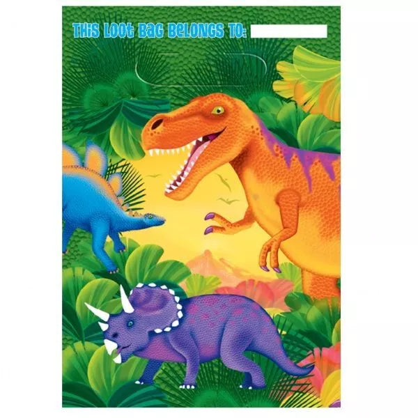 T-Rex Dinosaur Party Loot Bags - 8pk