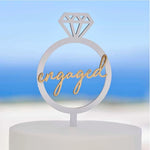 Wooden Engagement Ring Cake Topper