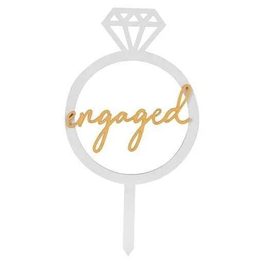 Wooden Engagement Ring Cake Topper