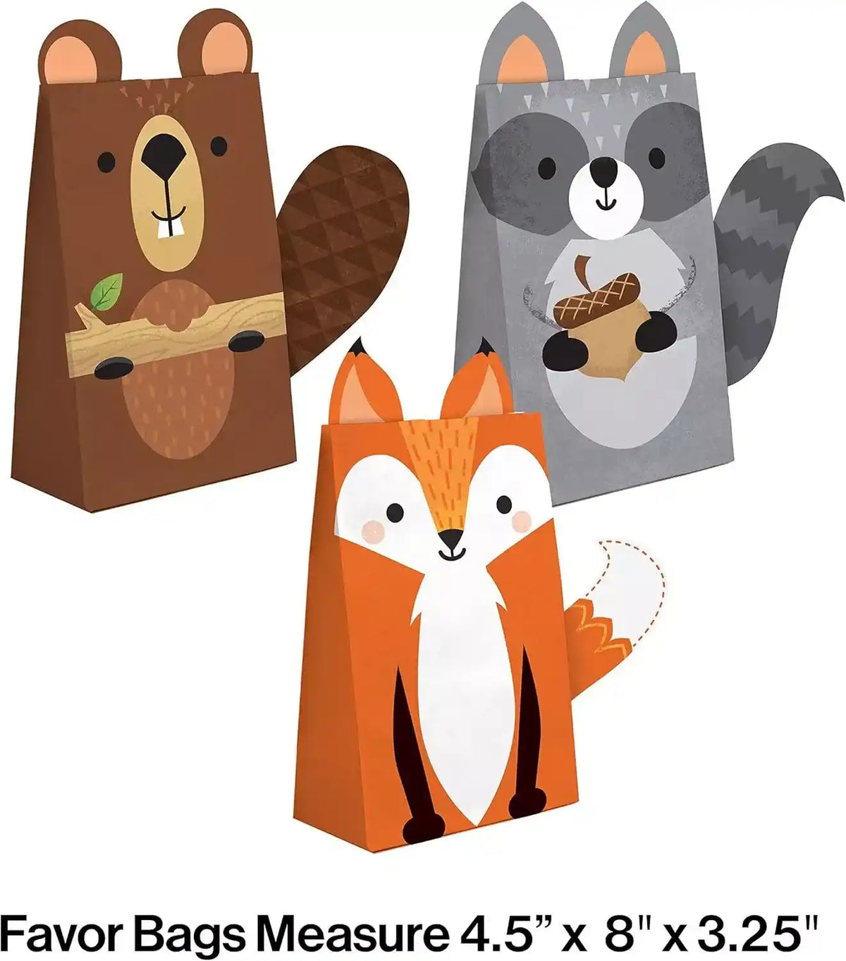 Woodland Animals Party Treat Bags - 8pk