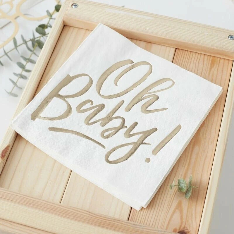 Gold Foiled Oh Baby! Paper Napkins - 16pk