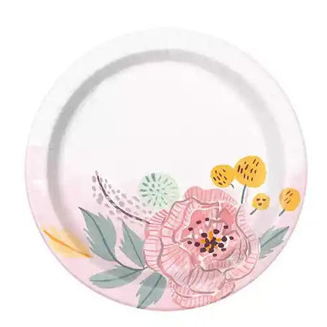 Painted Floral Party Paper Plates 7" - 8pk