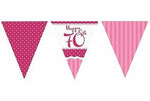 Perfectly Pink Happy 70th Birthday Paper Flag Bunting