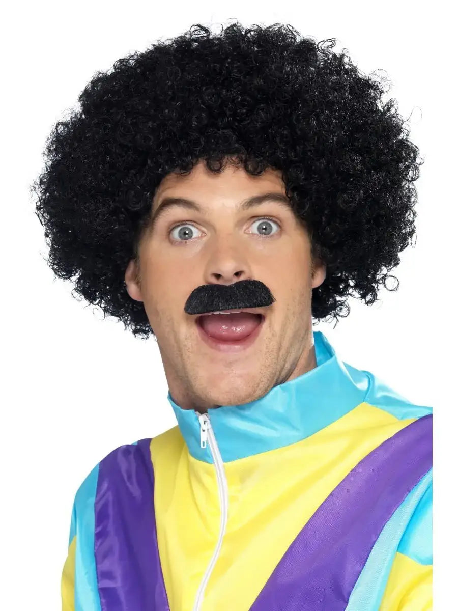 Scouser Kit, Black, with Curly Wig & Tash