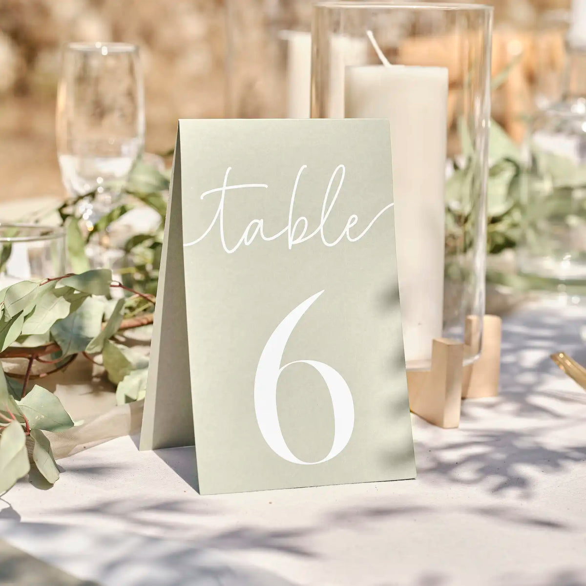 Sage Card 1-12 Wedding Table Numbers