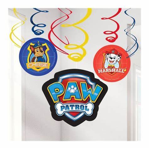 Paw Patrol Hanging Swirl Decorations - 6pk